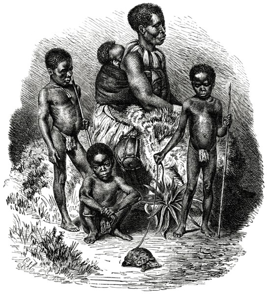 Zulu Family, Africa, Illustration, 1885