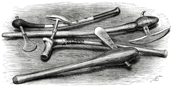 Battle Axes of the Bamangwato Tribe, Southern Africa, Illustration, 1885