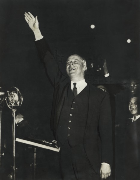 Norman Thomas (1884-1968), American Socialist Politician, Waving to Crowd during Socialist Rally, Madison Square Garden, New York City, New York, USA, November 4, 1932
