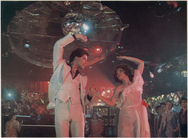 John Travolta, Karen Lynn Gorney, on-set of the Film, "Saturday Night Fever", 1977
