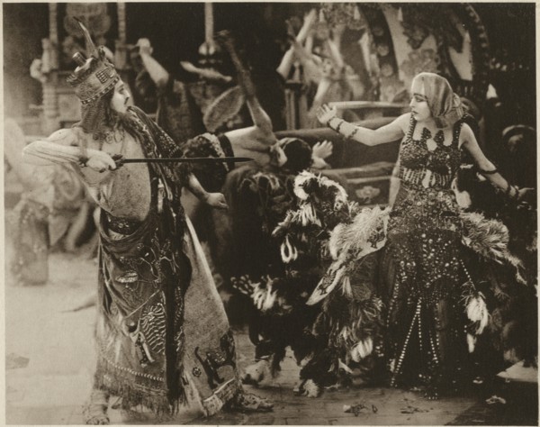 Alfred Paget, Seena Owen, on-set of Ancient Babylonian Story as part of the Silent Film, "Intolerance" by D.W. Griffith, 1916