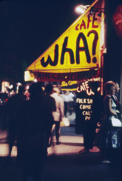 Café Wha?, Street Scene at Night, Greenwich Village, New York City, New York, USA, August 1961