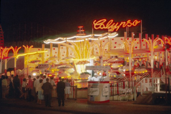 Calypso Amusement Park Ride at Night, Coney, Island, New York, USA, August 1961