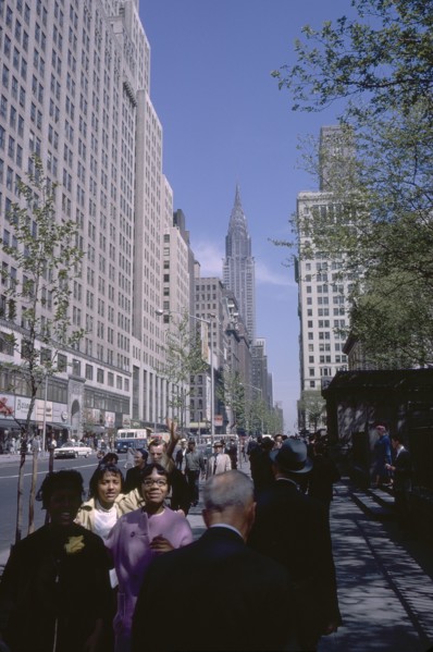 Crowd on Sidewalk with View of Chrysler Building in Background, 42nd Street, New York City, New York, USA, August 1961