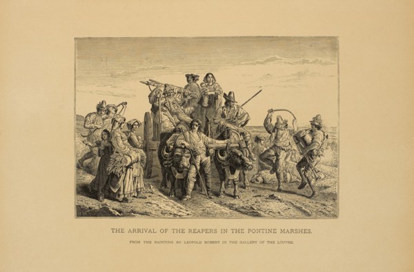 The Arrival of the Reapers in the Pontine Marshes, Wood Engraving from the Original Painting by Leopold Robert, The Masterpieces of French Art by Louis Viardot, Published by Gravure Goupil et Cie, Par...