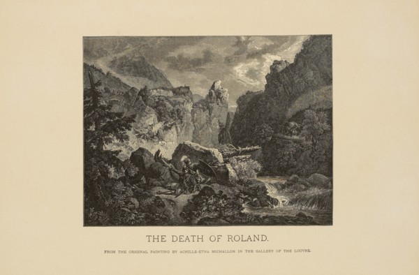 The Death of Roland, Woodcut Engraving from the Original Painting by Achille Etna Michallon, The Masterpieces of French Art by Louis Viardot, Published by Gravure Goupil et Cie, Paris, 1882, Gebbie & ...