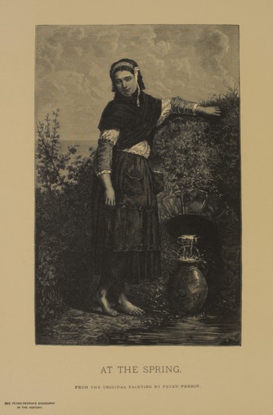 At the Spring, Photogravure Print from the Original Painting by Auguste Feyen-Perrin, The Masterpieces of French Art by Louis Viardot, Published by Gravure Goupil et Cie, Paris, 1882, Gebbie & Co., Ph...