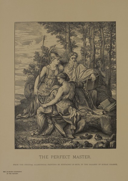 The Perfect Master, Woodcut Engraving from the Original Allegorical Painting by Eustache le Sueur, The Masterpieces of French Art by Louis Viardot, Published by Gravure Goupil et Cie, Paris, 1882, Geb...