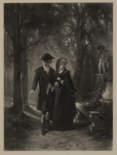 A Stroll in the Park, Photogravure Print from the Original 1874 Painting by Francois Claudius Compte-Calix, The Masterpieces of French Art by Louis Viardot, Published by Gravure Goupil et Cie, Paris, ...