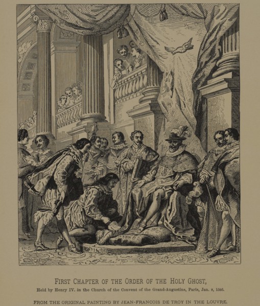 First Chapter of the Order of the Holy Ghost, Woodcut Engraving from the Original Painting by Jean-Francois de Troy, The Masterpieces of French Art by Louis Viardot, Published by Gravure Goupil et Cie...
