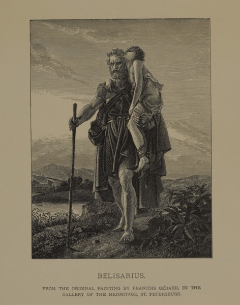 Belisarius, Woodcut Engraving from the Original 1797 Painting by François Gérard, The Masterpieces of French Art by Louis Viardot, Published by Gravure Goupil et Cie, Paris, 1882, Gebbie & Co., Philad...
