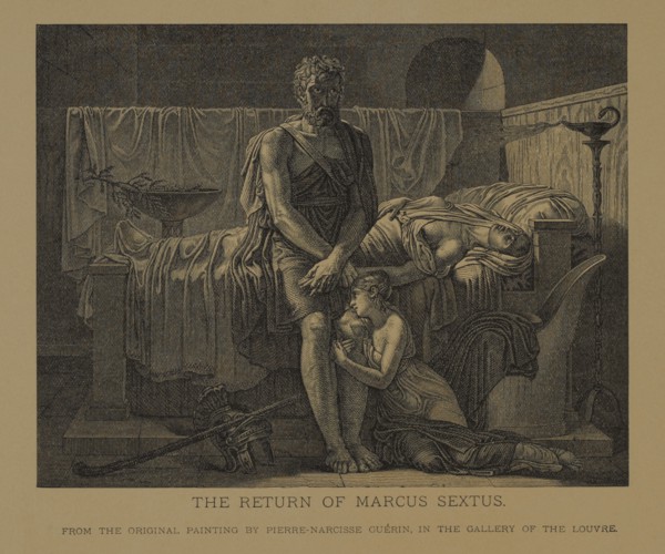 The Return of Marcus Sextus, Woodcut Engraving from the Original 1799 Painting by Pierre-Narcisse Guérin, The Masterpieces of French Art by Louis Viardot, Published by Gravure Goupil et Cie, Paris, 18...