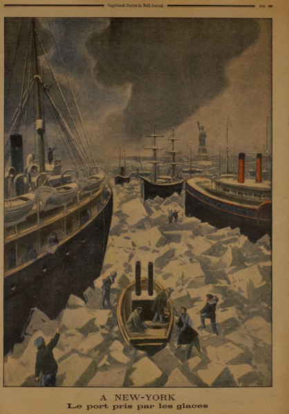A New York, Le Port Pris par les Glaces, Supplement illustre du Petitt Journal, 1900