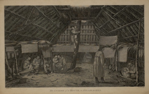 The Inside of a House, in Oonalashka, 1784 Engraving by W. Sharp from the Original Drawing by John Webber while Accompanying Captain James Cook on his Third Pacific Expedition
