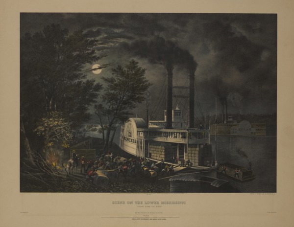 Scene on the Lower Mississippi, "Bound Down the River", Published by N. Knoedler, Special Reprint for the Mississippi Lime Company, 1869