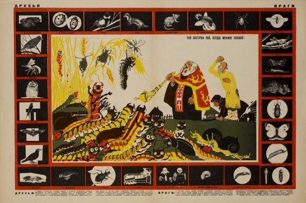 Anti-Religion Propaganda Poster, Bezbozhnik u Stanka Magazine, Illustration by Dmitry Moor, Russia, 1920's