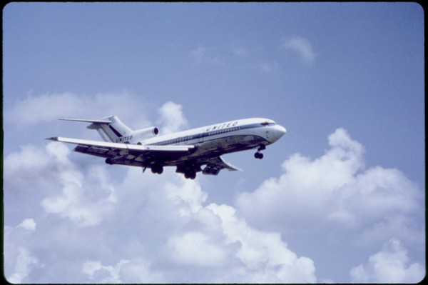 United Airlines Boeing 727-20 Commercial Jet In-Flight, 1960's