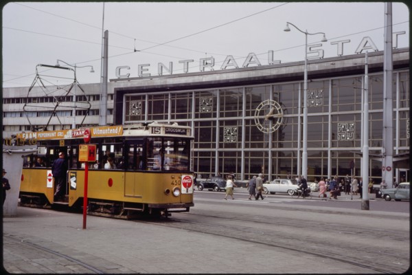 Tram, Centraal Station, Amsterdam, Netherlands, 1963