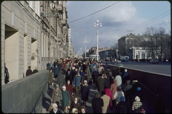Crowded Street Scene, Nevsky Prospect, Leningrad (St. Petersburg), U.S.S.R., 1958