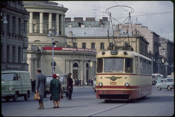 Street Car, Metro Station in Background, Leningrad (St. Petersburg), U.S.S.R., 1958