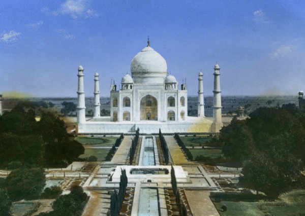 Taj Mahal, Agra, India, Hand-Colored Magic Lantern Slide, Newton & Company, 1920