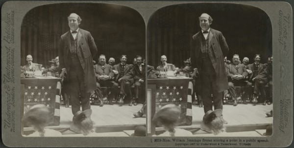 Hon. William Jennings Bryan Scoring a Point in a Public Speech, Stereo Card, Underwood & Underwood, 1907