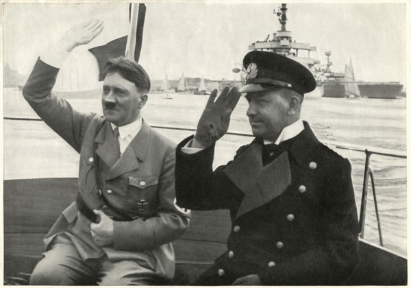 Chancellor Adolf Hitler and Admiral Erich Raeder Reviewing  German Fleet , Germany, 1930's