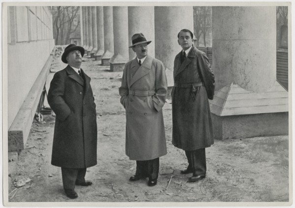 Leonhard Gall, Adolf Hitler, Albert Speer Viewing Progress on Construction of the House of German Art, Munich, Germany, 1937
