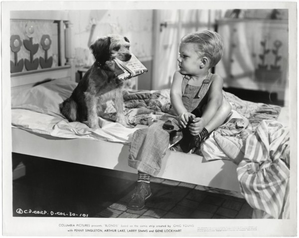 Larry Simms, on-set of the Film, "Blondie", Columbia Pictures, 1938