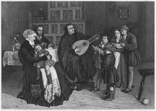 Luther and his Family, Engraving by L. Schulz, 1900, after original Painting by Gustav Adolph Spangenberg
