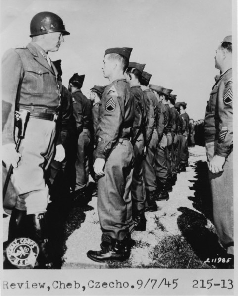 U.S. General George Patton Reviewing Troops, Cheb, Czechoslovakia, September 7, 1945