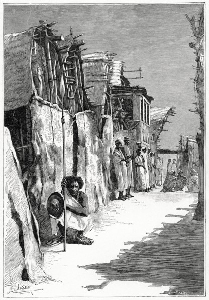 Street in Berbera, Somalia, Illustration, Harper's Monthly Magazine, 1879