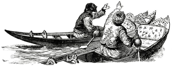 Turkish Boatmen, Constantinople, Illustration, Classical Portfolio of Primitive Carriers, by Marshall M. Kirman, World Railway Publ. Co., Illustration, 1895