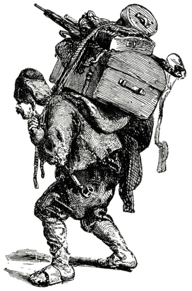 Baggage Handler, Constantinople, Turkey, Illustration, Classical Portfolio of Primitive Carriers, by Marshall M. Kirman, World Railway Publ. Co., Illustration, 1895