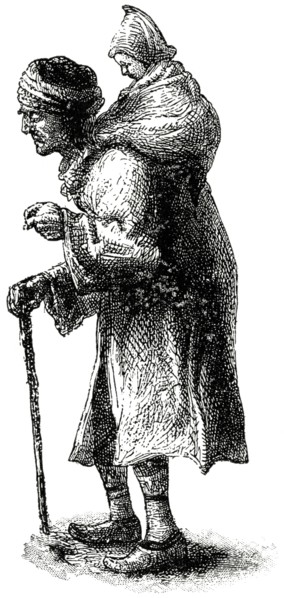 Blind Beggar, Constantinople, Turkey, Illustration, Classical Portfolio of Primitive Carriers, by Marshall M. Kirman, World Railway Publ. Co., Illustration, 1895
