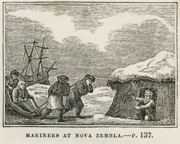 Mariners at Nova Zembla, Illustration from the Book, Historical Cabinet, L.H. Young Publisher, New Haven, 1834