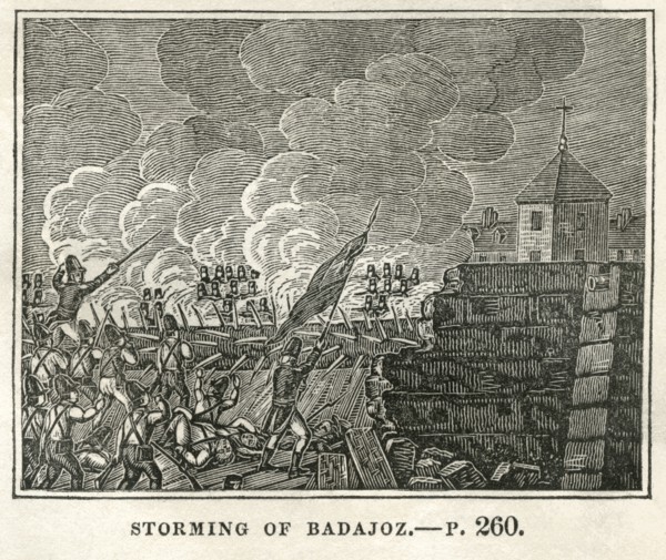 Storming of Badajoz, 1812, Illustration from the Book, Historical Cabinet, L.H. Young Publisher, New Haven, 1834