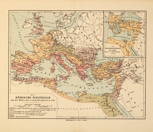 Map, Roman Empire around the middle of the 2nd century AD, Germany