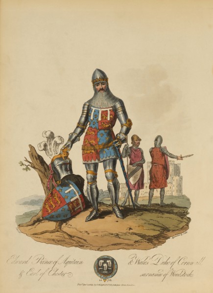 Edward Prince of Aquitain & Wales, Duke of Cornwall & Earl of Chester, surnamed of Woodstock, 1376, Engraving published 1811
