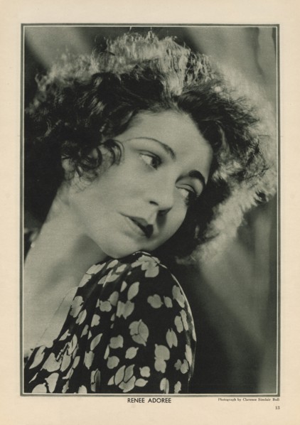 Actress Rene Adoree, Publicity Portrait inside The New Movie Magazine, May 1930