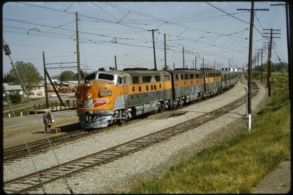 Couple Waiting to Board Western Pacific Train, California, USA, 1962