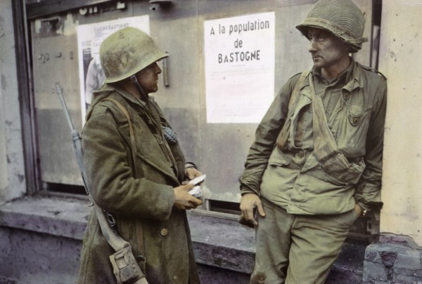 Two Infantrymen, Bastogne, Belgium, Ardennes-Alsace Campaign, Battle of the Bulge, December 1944