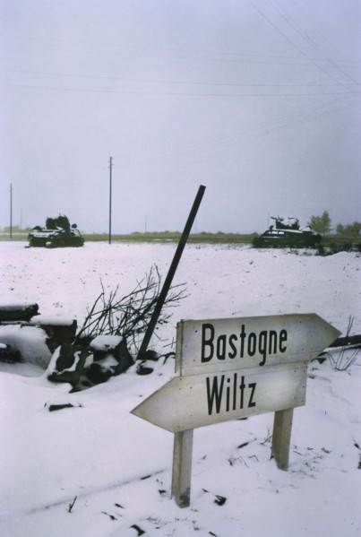Knocked-Out U.S. Medium Tanks in Snowy Field, Ardennes-Alsace Campaign, Battle of the Bulge, Belgium, 1945