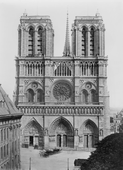 Facade, Notre-Dame de Paris, Paris, France, Silver Albumen Print, Edouard Baldus, 1860's