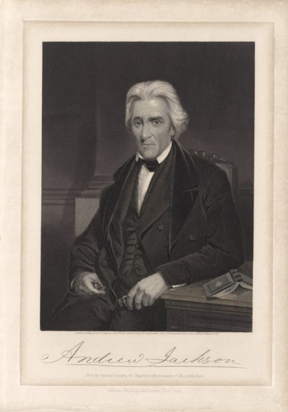 Andrew Jackson (1767-1845), Seventh President of the United States, Seated Portrait, Engraving from an Original Painting by Alonzo Chappel, Johnson, Fry & Co., 1870