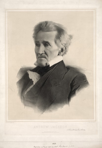 Andrew Jackson (1767-1845), Seventh President of the United States, Head and Shoulders Portrait, Engraving by James Barton Longacre after Daguerreotype by Mathew Brady, 1856