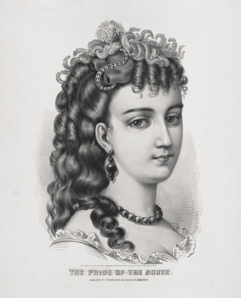 Pride of the South, Head and Shoulder Portrait of Young Woman, Lithograph, Currier & Ives, 1870
