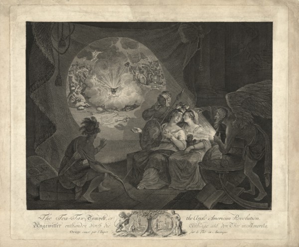 The Tea-Tax Tempest, or the Anglo-American Revolution, Engraving by Carl Guttenberg, 1778