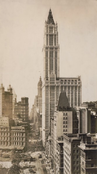 Woolworth Building and Broadway South, New York City, New York, USA, 1913