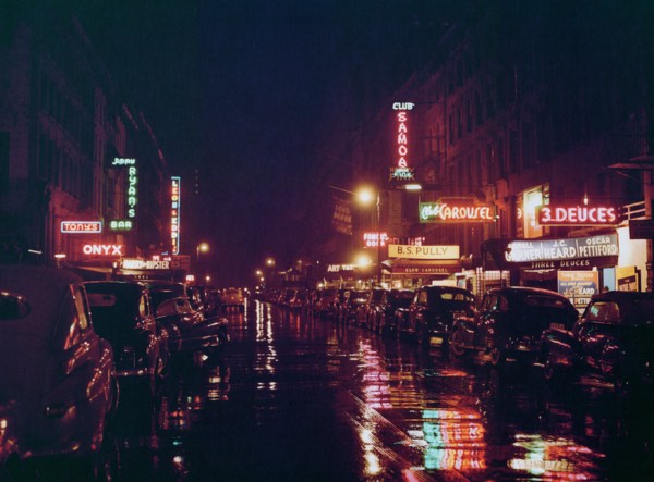 Street Scene at Night, West 52nd Street, New York City, New York, USA, William P. Gottlieb Collection, July 1948